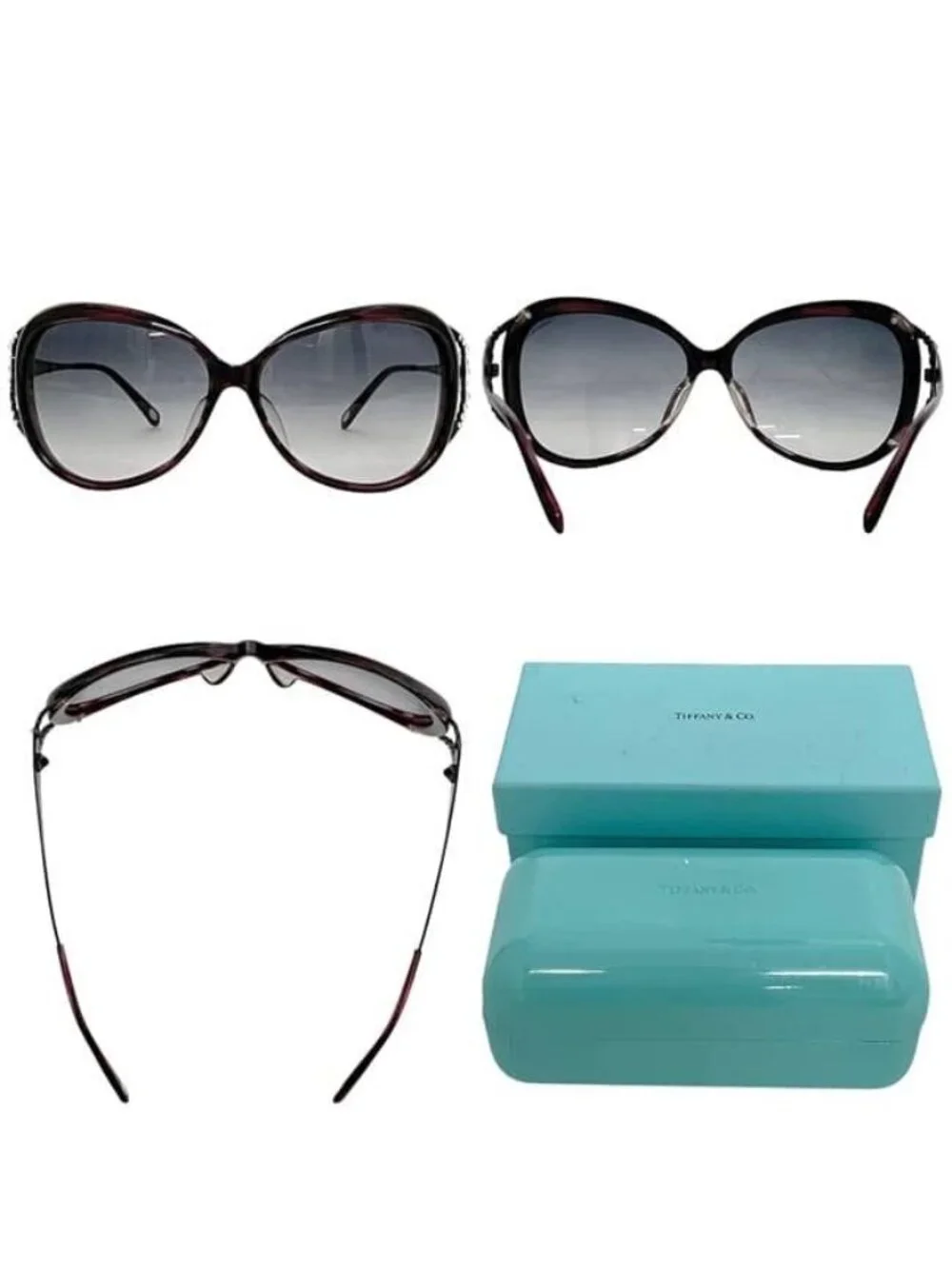 Tiffany & Co Sunglasses Purple Black Acetate Rhinestone Eyewear Simple
